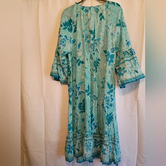 Avenue Size 18 Floral Blue Dress. Cute Ruffle Detail And Tie With Tassel's. - Picture 12 of 12